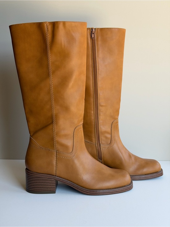 Indigo Shoes - NWOT Indigo Faux Leather Tall Tan Over the Knee Boots